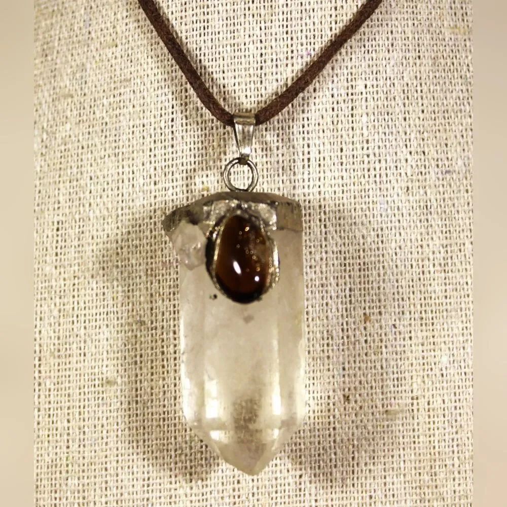 Large Crystal Pendant with Tourmaline Accent stone